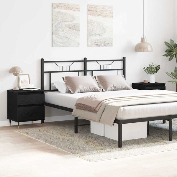 vidaXL Arm&aacute;rio de Cabeceira 2 pcs Carvalho Preto 40 x 35 x 50 cm