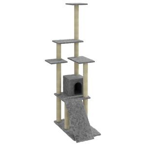 vidaXL &Aacute;rvore p/ gatos c/ postes arranhadores sisal 155 cm cinza-claro