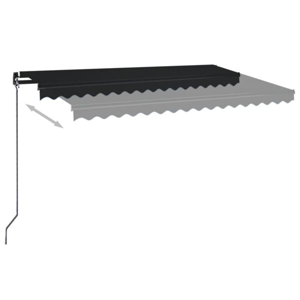 vidaXL Toldo retr&aacute;til manual com LED 450x350 cm antracite