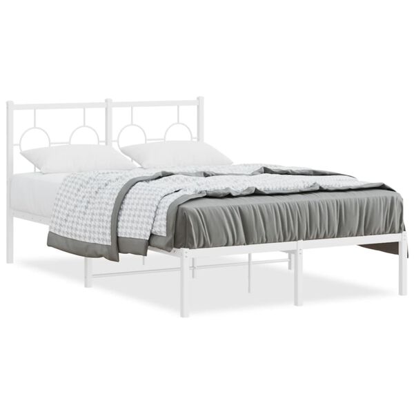 vidaXL Estrutura de cama com cabeceira 120x200 cm metal branco