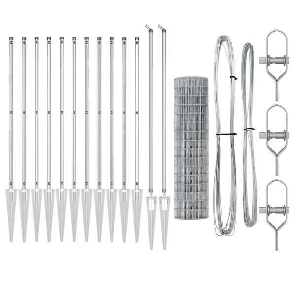 vidaXL Cerca com Poste Prateado 1,2 x 25 m A&ccedil;o
