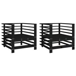 vidaXL Cadeiras de jardim 2 pcs madeira de pinho maci&ccedil;a preto