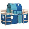 vidaXL Cama alta p/ crian&ccedil;a c/ t&uacute;nel 90x200 cm pinho maci&ccedil;o azul