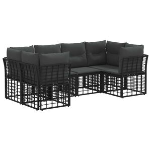 vidaXL Conjunto de Sof&aacute;s para Exterior 6 pcs Preto Poli&eacute;ster