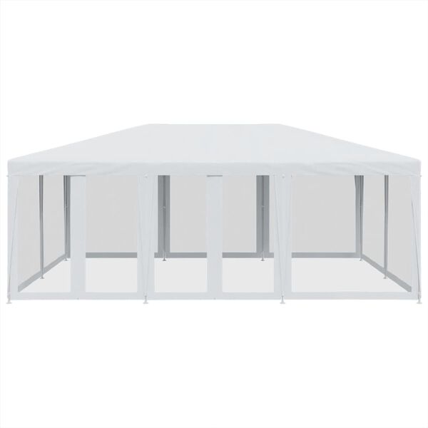vidaXL Tenda p/ festas c/ 10 paredes laterais malha 6x4 m PEAD branco