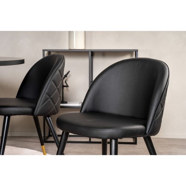 Venture Home Cadeiras jantar Velvet 2 pcs aspeto de couro preto/lat&atilde;o
