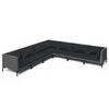 vidaXL 7 pcs conj. lounge jardim c/ almofad&otilde;es vime PE cinzento-escuro