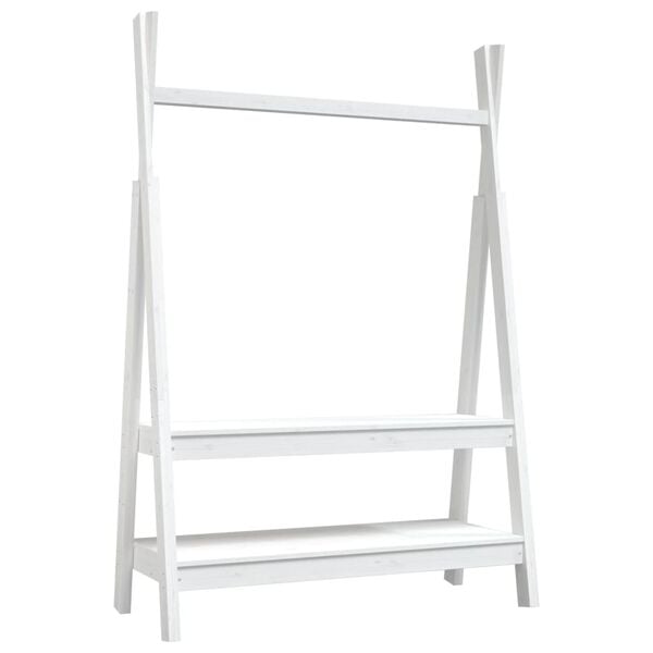 vidaXL Suporte para roupas 100x45,5x150 cm madeira pinho maciça branco