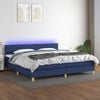 vidaXL Cama box spring c/ colch&atilde;o e LED 200x200 cm tecido azul