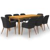 vidaXL 9 pcs conjunto de jantar para jardim preto