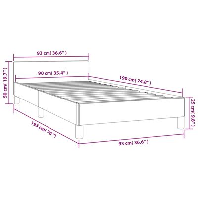 vidaXL Estrutura de cama c/ cabeceira tecido 90x190 cm cinza-escuro