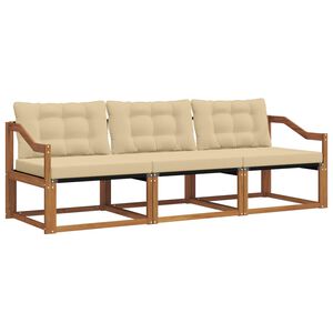 vidaXL Conjunto de Sof&aacute;s para Exterior 3 unid. Natural e Bege
