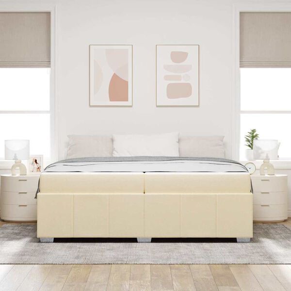 vidaXL Estrutura da Cama com colch&atilde;o Creme 200 x 200 cm tecido
