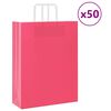 vidaXL Sacos de papel 50 unid com al&ccedil;as rosa 32x12x42 cm