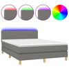 vidaXL Cama box spring c/ colchão e LED 140x190 cm tecido cinza-escuro