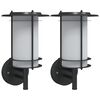vidaXL Candeeiros de parede p/ exterior 2 pcs a&ccedil;o inoxid&aacute;vel preto