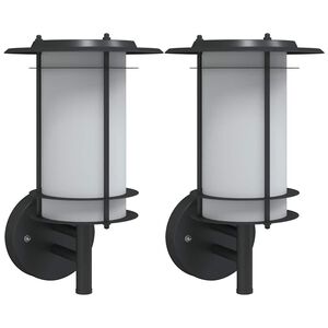 vidaXL Candeeiros de parede p/ exterior 2 pcs a&ccedil;o inoxid&aacute;vel preto