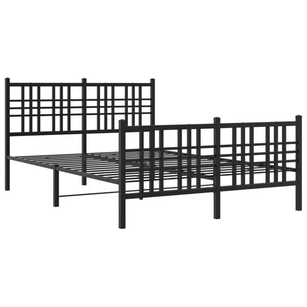 vidaXL Estrutura de cama com cabeceira e pés 120x200 cm metal preto
