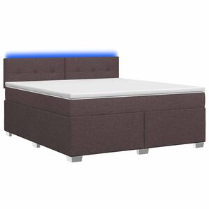 vidaXL Cama Box Spring com Colch&atilde;o e LED Marrom Escuro 140 x 200 cm