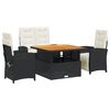 vidaXL 4 pcs conjunto de jardim p/ jardim c/ almofad&otilde;es vime PE preto