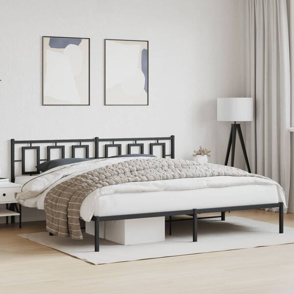vidaXL Estrutura de cama com cabeceira 193x203 cm metal preto