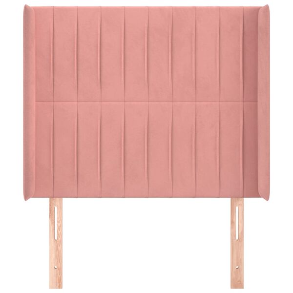 vidaXL Cabeceira de cama c/ abas veludo 93x16x118/128 cm rosa