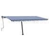vidaXL Toldo retr&aacute;til manual com LED 500x350 cm azul e branco