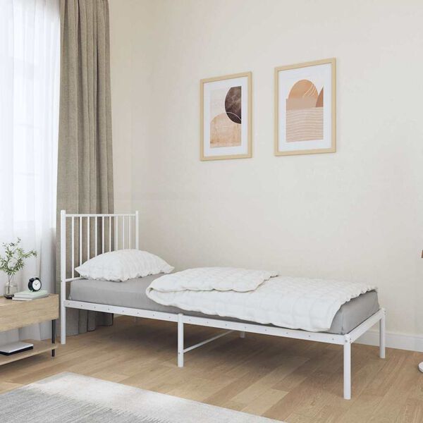 vidaXL Estrutura de cama com cabeceira 80x200 cm metal branco