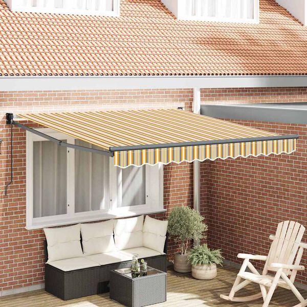 vidaXL Toldo Retr&aacute;til Multicolor 350 x 250 cm Poli&eacute;ster e Alum&iacute;nio