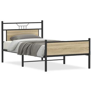vidaXL Estrutura de cama sem colch&atilde;o 107x203 cm carvalho sonoma