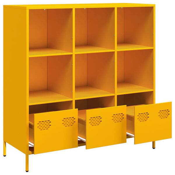 vidaXL M&oacute;vel alto 101,5x39x103,5 cm a&ccedil;o amarelo mostarda