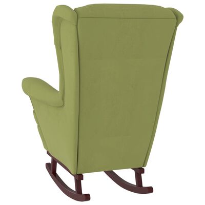 vidaXL Cadeira de baloiço c/ pernas em seringueira veludo verde-claro