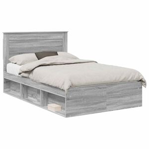 vidaXL Estrutura da Cama com gaveta Liso Cinza Sonoma 120 x 190 cm