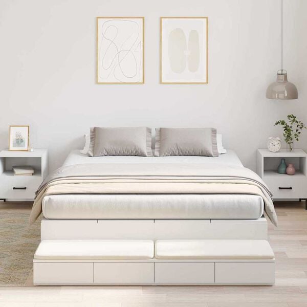 vidaXL Estrado de cama com arruma&ccedil;&atilde;o Branco 140 cm Madeira processada