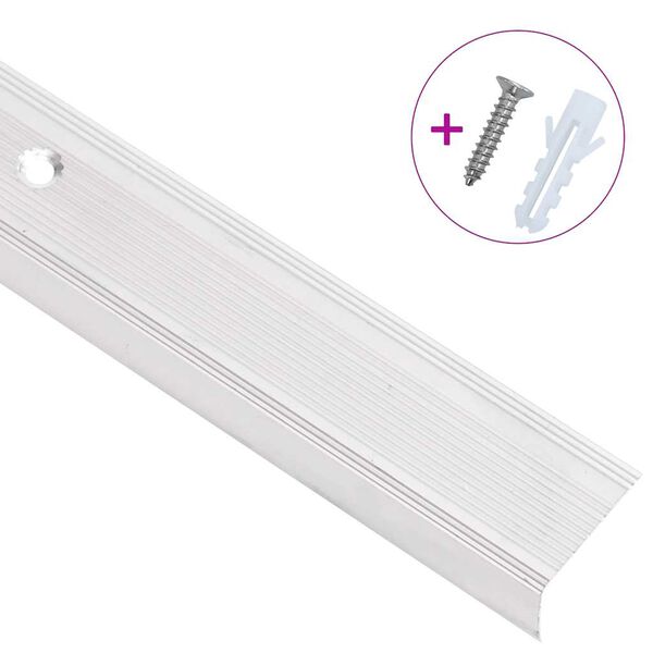 vidaXL Perfil p/ escada em forma de L 15 pcs alum&iacute;nio 100 cm prateado