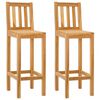 vidaXL Banco de bar 2 pcs Castanho Madeira de Teca S&oacute;lida