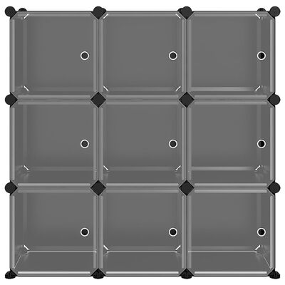 vidaXL Organizador de arrumação com 9 cubos e portas PP preto