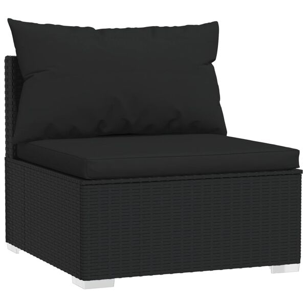 vidaXL 9 pcs conjunto lounge de jardim c/ almofad&otilde;es vime PE preto