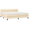 vidaXL Cama box spring c/ colch&atilde;o e LED 200x200 cm tecido cor creme