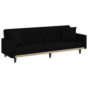 vidaXL Sof&aacute;-cama com almofad&otilde;es tecido preto