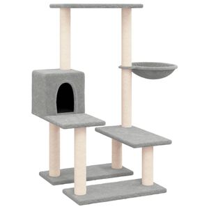 vidaXL &Aacute;rvore p/ gatos c/ arranhadores sisal 94,5 cm cinza-claro