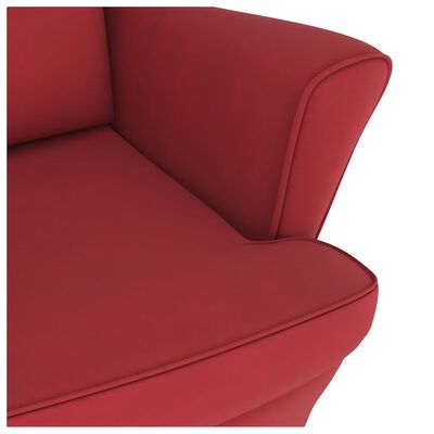 vidaXL Cadeira baloiço c/ pernas em seringueira veludo vermelho tinto