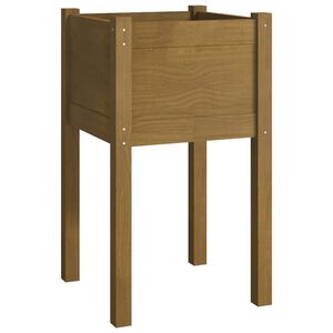 vidaXL Vaso/floreira de jardim 40x40x70 cm pinho maci&ccedil;o castanho-mel