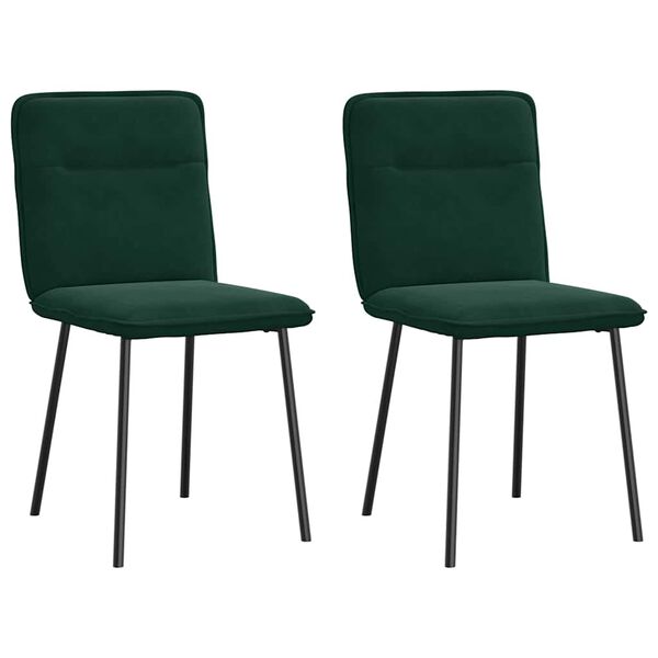 vidaXL Cadeiras de jantar 2 pcs veludo verde-escuro