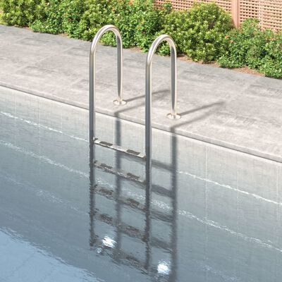 vidaXL Escada de piscina 54x38x211 cm aço inoxidável 304