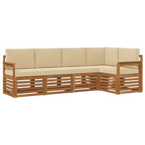 vidaXL Conjunto de Sof&aacute; Sectional com almofada 5 pcs Natural e Bege
