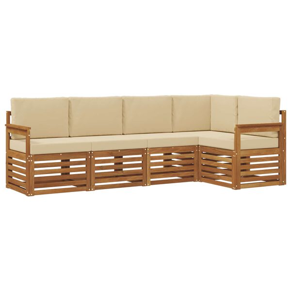 vidaXL Conjunto de Sof&aacute; Sectional com almofada 5 pcs Natural e Bege
