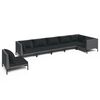 vidaXL 7 pcs conj. lounge jardim c/ almofad&otilde;es vime PE cinzento-escuro