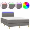 vidaXL Cama box spring c/ colch&atilde;o e LED 120x200 cm tecido cinza-escuro