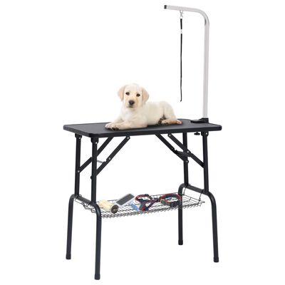 vidaXL Mesa de grooming ajustável para cães com 1 laço e cesto
